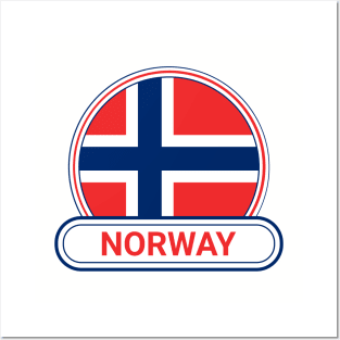 Norway Country Badge - Norway Flag Posters and Art